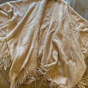 Cozy Fringe Women's Wrap in Cream/Taupe